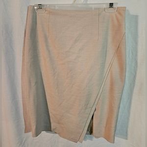 White House Black Market Faux Wrap Lined Tan Knee Length  Skirt Size 4